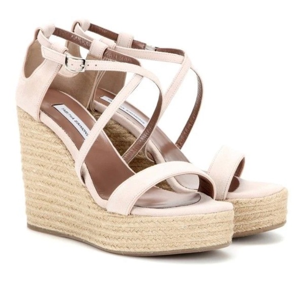 TABITHA SIMMONS Beige Jenny Flesh Kidsuede Platform Wedge Espadrilles Sz 39 M - Picture 15 of 15
